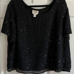 Talbots 100% SILK Elegant Black Sequin Top